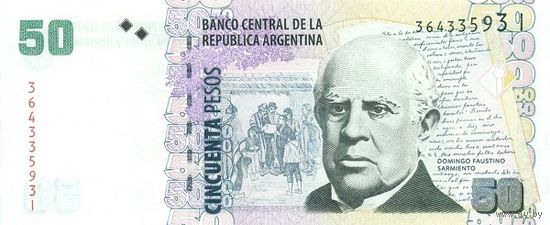 Аргентина 50 песо образца 200-2015 года UNC p356(7)