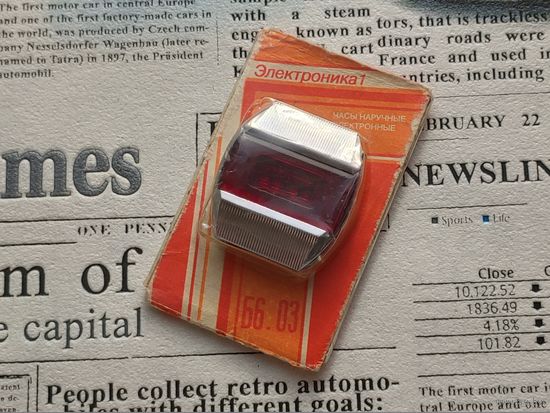 СССР, нечастые часы Электроника-1 - Терминатор (в очень достойном состоянии) в заводской упаковке + паспорт. Торг