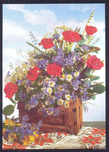 Беларусь 2003 ДМПК розы васильки лукошко