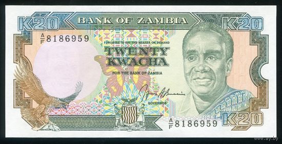 Замбия 20 квача 1989-1991 гг. P32b. UNC