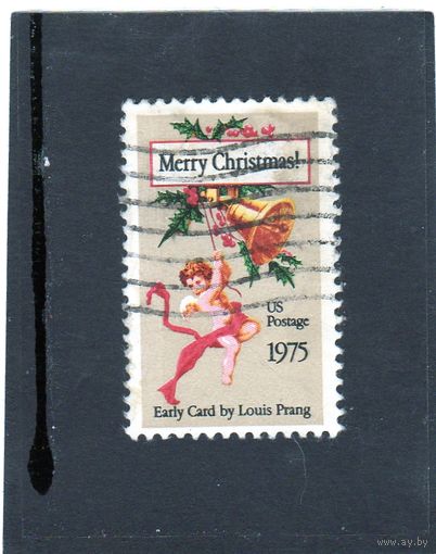 США. Ми-1189. Рождественская открытка от Луи Пранга, 1878. Рождество.1975.