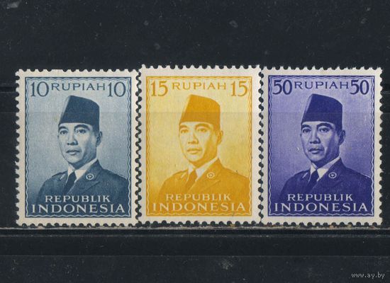 Индонезия Респ 1951-3 Сукарно Стандарт #87,114,117**