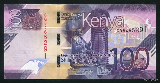 Кения 100 шиллингов 2019 г. P53. Серия CQ. UNC