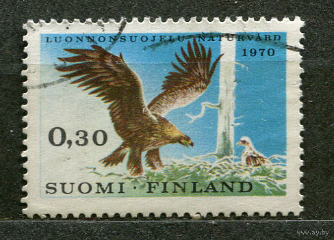 Беркут с птенцами. Фауна. Финляндия. 1970. Полная серия 1 марки