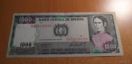 1000 песо Боливия 1982