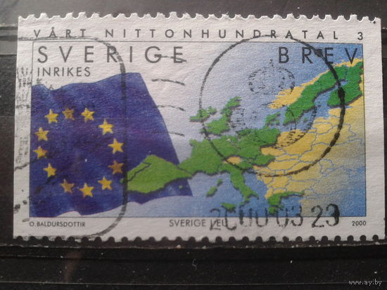 Швеция 2000 Миллениум, вступление в Союз Европы: карта, флаг