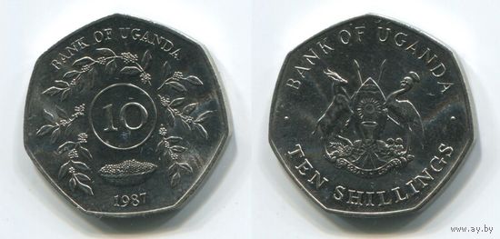 Уганда. 10 шиллингов (1987, UNC)