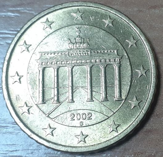 Германия 50 евроцентов, 2002 Отметка монетного двора: "G" - Карлсруэ (14-18-3)