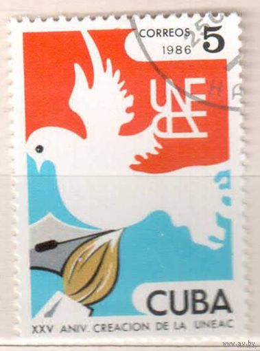 Голубь мира. 1 марка, 1986г.,гаш. Куба.