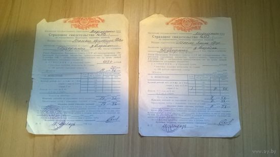 Страховое Свидетельство об обязательном страховании имущества, СССР 1989 года