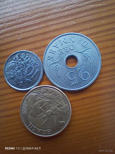 Тринидат и Тобаго 10 центов 2008, Дания 25 оре 1967, Бразилия 10 центов 2008-22
