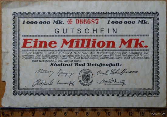 1 миллион марок 1923г. Бад-Райхенхалль
