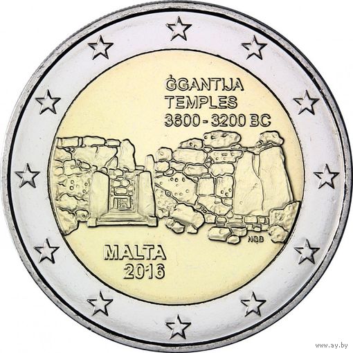 2 евро 2016 Мальта Джгантия UNC из ролла