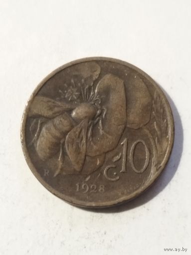 Италия 10 сентизим 1928