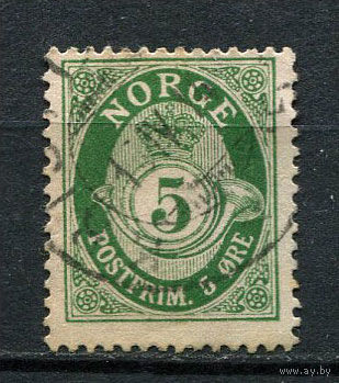Норвегия - 1909/1920 - Цифры 5 O - [Mi.78A] - 1 марка. Гашеная.  (Лот 48EC)-T5P5