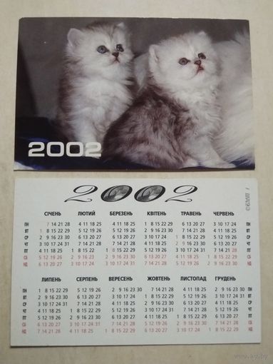 Карманный календарик . Котята. 2002 год