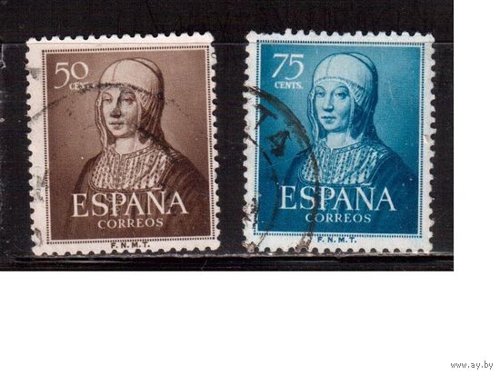 Испания-1951 (Мих.989-990) гаш. ,  Королева Изабелла