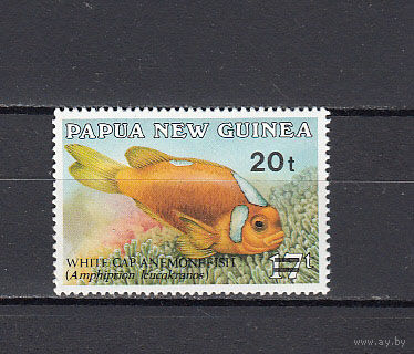 Морская фауна. Папуа Новая Гвинея. 1989. 1 марка с переоценкой. Michel N 592 (1.0 е).