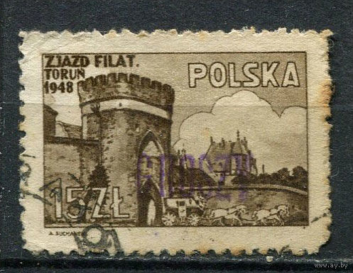 Польша - 1950 - Надпечатка Groszy на 15Zl - [Mi.606] - 1 марка. Гашеная.  (Лот 9Df)