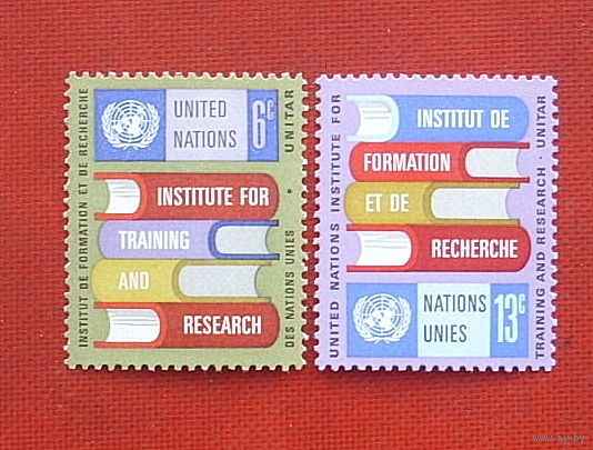 США. Нью-Йорк. ООН. Институт Исследования Книги. ( 2 марки ) 1969 года. 6-14.