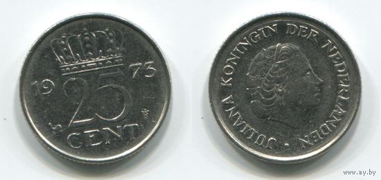 Нидерланды. 25 центов (1973, XF)