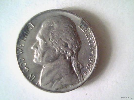 Монеты. США 5 Центов 1987.