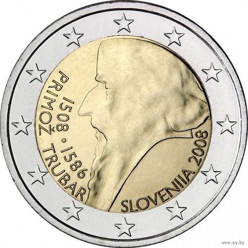 2 евро Словения 2008 500 лет со дня рождения Примож Трубар. UNC из ролла