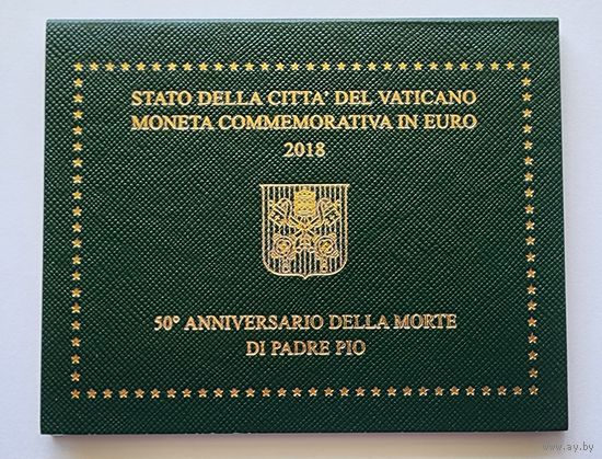 Ватикан 2 евро 2018 50 лет со дня смерти падре Пио  буклет