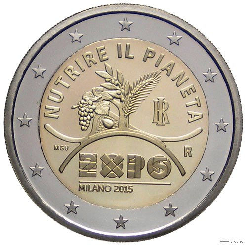 2 евро 2015 Италия Expo 2015 в Милане UNC из ролла