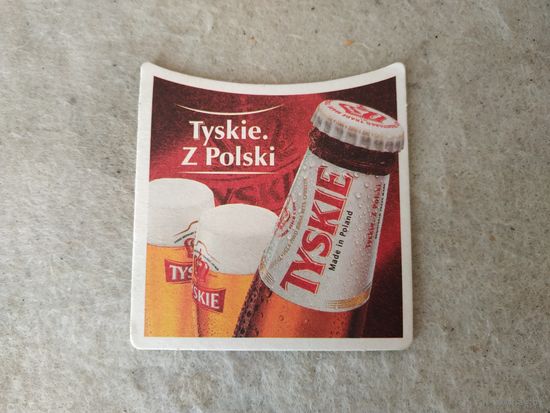 Подставка под пиво (бирдекель) "TYSKIE" (Польша).