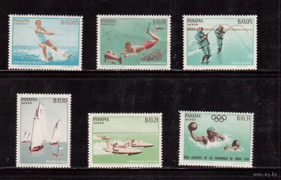 Панама-1964 (Мих.734-739) , **  , Спорт,  ОИ-1964, Рыбалка
