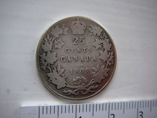 Канада 25 центов 1909 г.  Эдвард! серебро, нечастая !