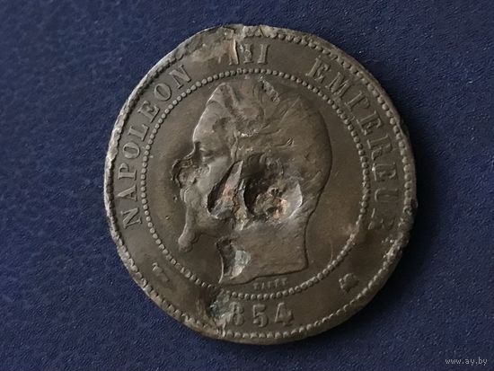 Франция 10 сантимов 1854. К-монетный двор Бордо