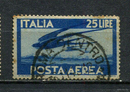 Королевство Италия - 1945/1947 - Авиация. Авиамарка 25L - [Mi.711] - 1 марка. Гашеная.  (Лот 46Dv)