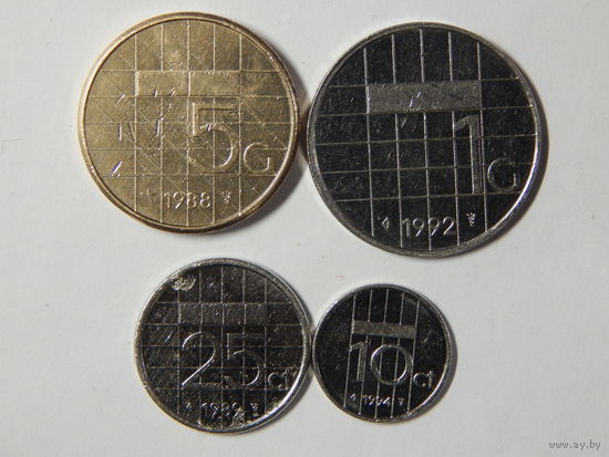 Нидерланды 10,25 центов,1,5 гульденов 1988-94г