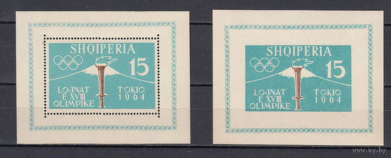 Спорт. Олимпийские игры "Токио 1964". Албания. 1962. 2 блока (с/з и б/з). Michel N бл8 (70,0 е)