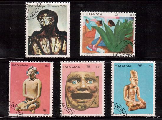 Панама-1968(Мих.1125-) ,  гаш. , 5 марок, Мексиканскаяж живопись и золот. изделия