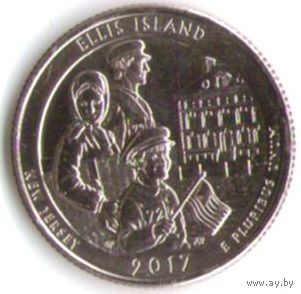 25 центов 2017 г. Парк=39 Национальный монумент  острова Эллис Нью-Джерси Двор D _состояние UNC