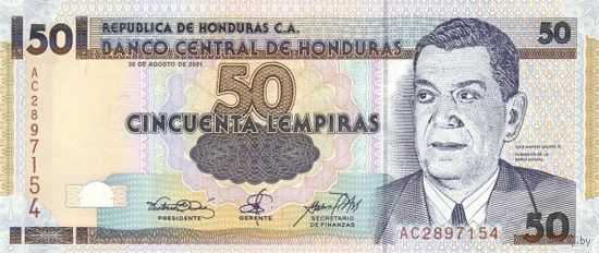 Гондурас 50 лемпира образца 2001 года UNC p88
