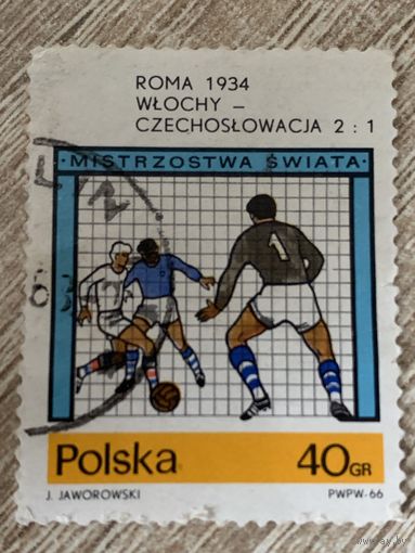 Польша 1966. Чемпионат мира по футболу Рим-1934. Марка из серии