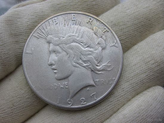 1 доллар 1927 Мирный серебро 27гр редкий