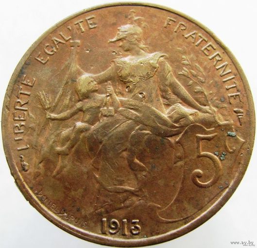 Франция 5 сантимов 1913 ТОРГ уместен  распродажа коллекции