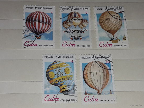 Куба 1983 Авиация. 200 лет воздухоплаванию. Воздушные шары. 5 марок