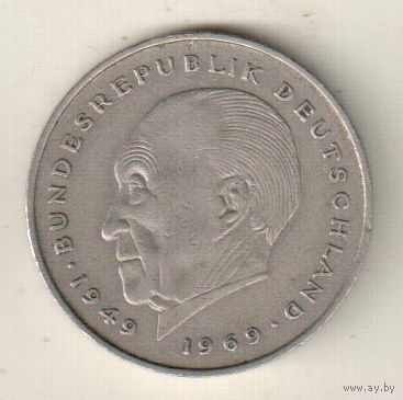Германия 2 марка 1969 Конрад Аденауэр двор F