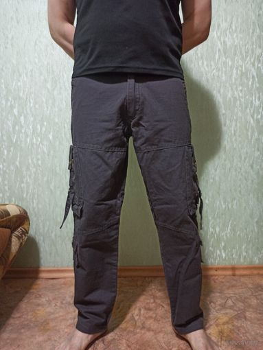 Штаны в стиле милитари, плотные как джинсы , 100% хлопок , размер 48-50
