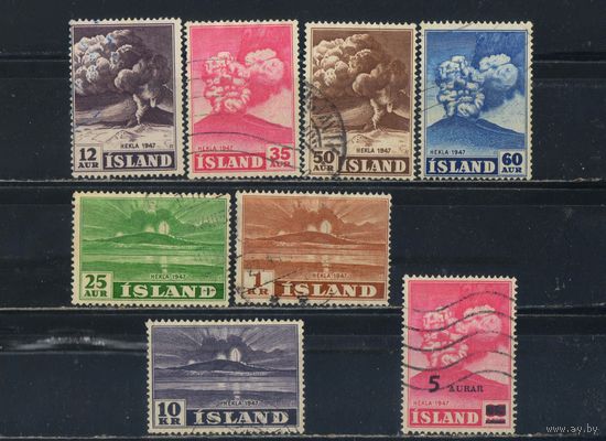 Исландия Респ 1948-54 Годовщина извержения вулкана Гекла Надп Полная #247-53,292