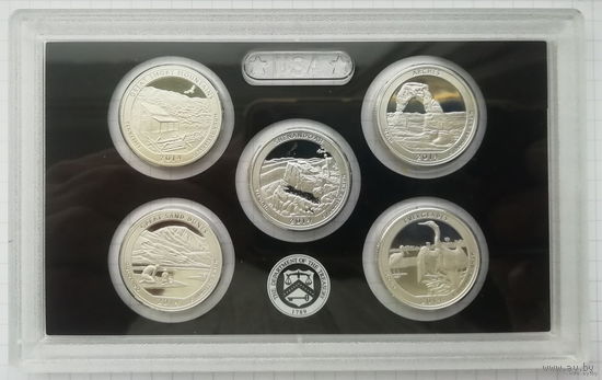 США 2014 5 серебряных квотеров с изображением национальных парков США из серии Прекрасная Америка , пруф
