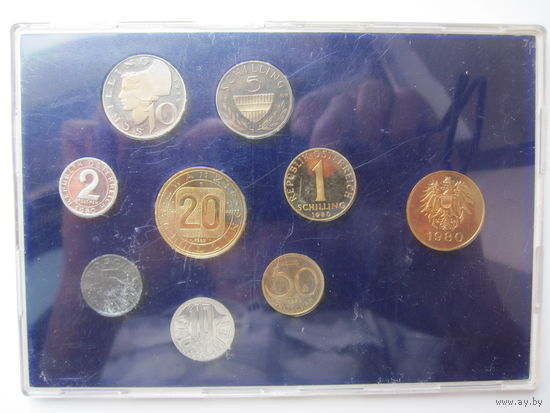 Австрия. Годовой набор 1980 , 8 монет + жетон  .Р-15