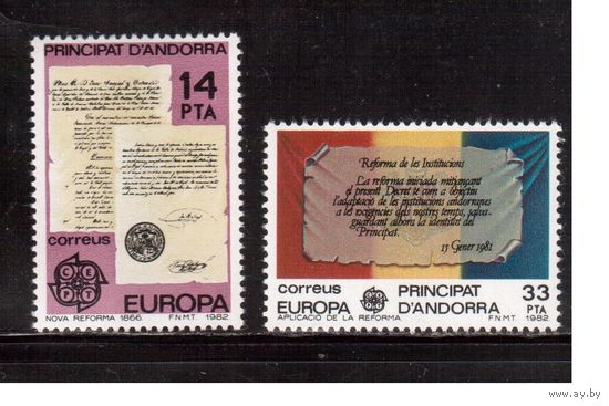Андорра(Испанская)-1982(Мих.153-154) ** ,   Европа СЕРТ