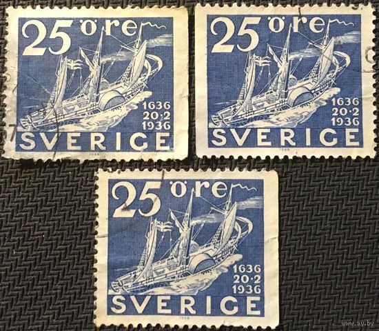 ЦІКАВІЦЬ АБМЕН! 1936, 300-годдзе пошты Швецыі, 25 орэ
